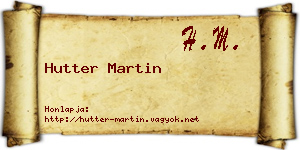 Hutter Martin névjegykártya